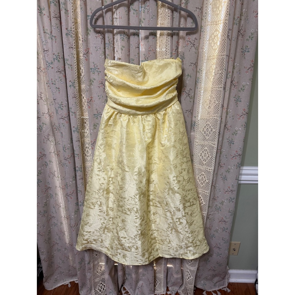 Babyboo Saoirse Midi Dress L Lemon Floral Jacquard Corset Formal Strapless